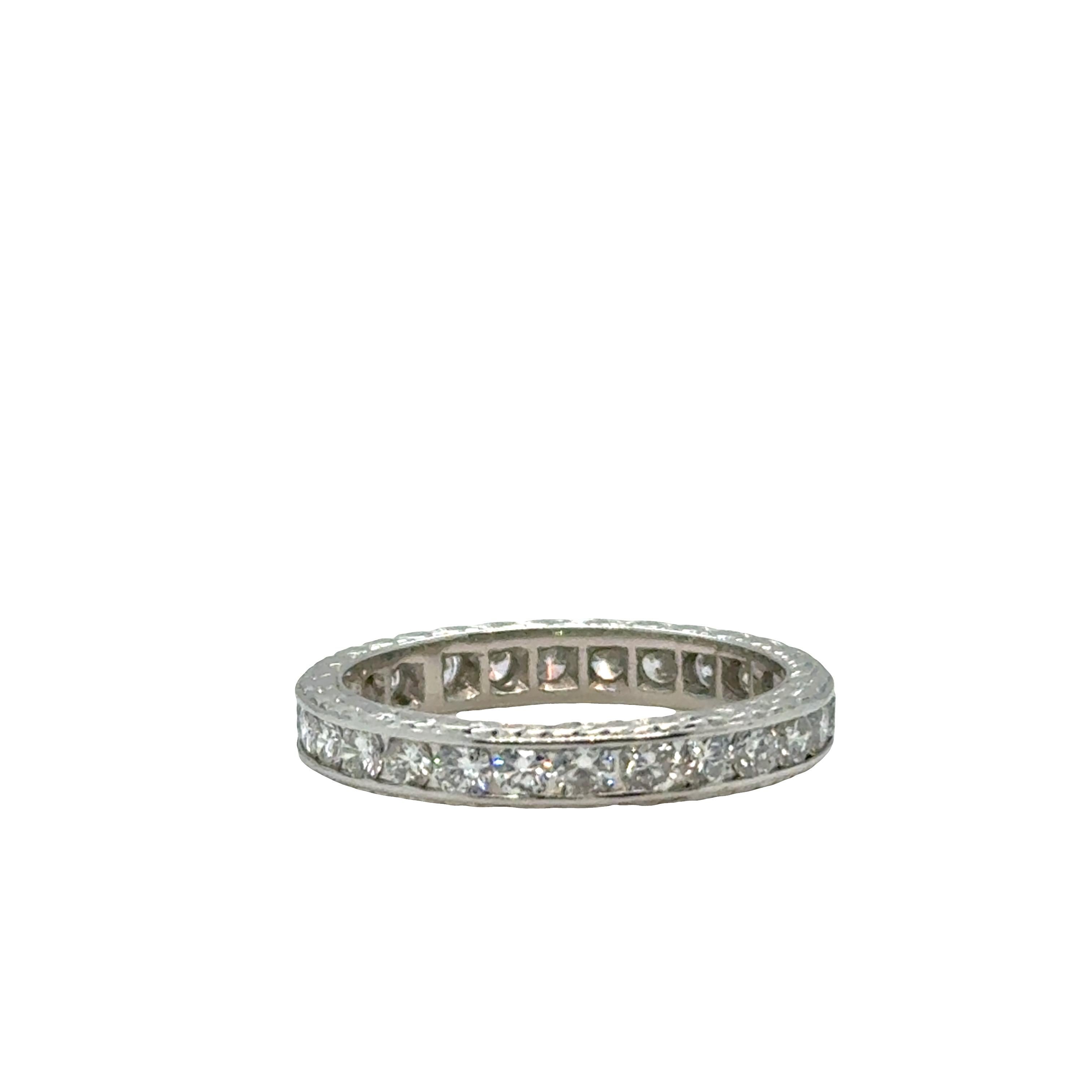 Anillo de Diamantes Vintage - 1.50 ct - Platino Corte redondo en venta