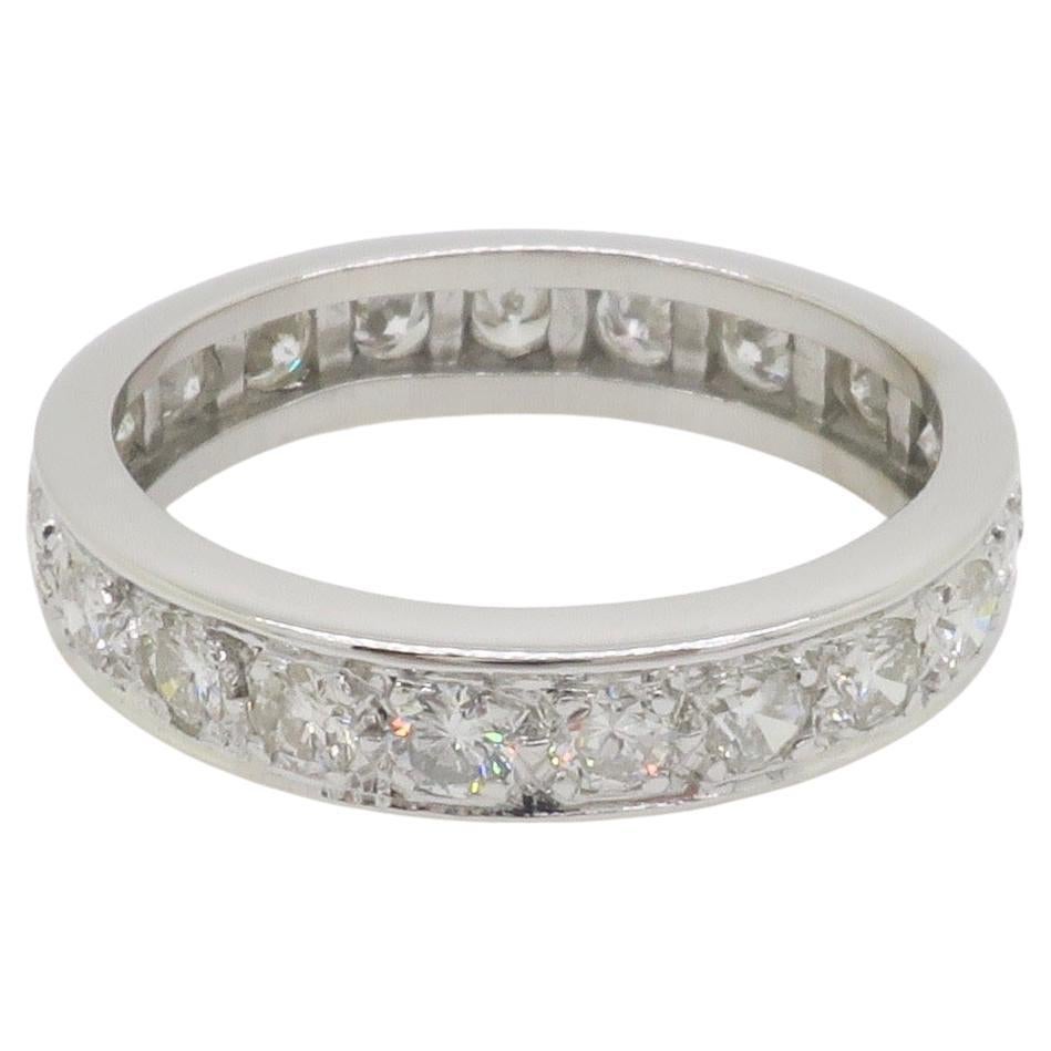 Fascia eternità con diamante vintage in oro bianco 18 carati