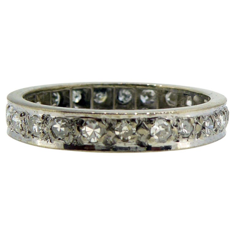 Vintage Diamond Eternity Ring Set with 23 Single Cut Diamonds at 1stDibs
