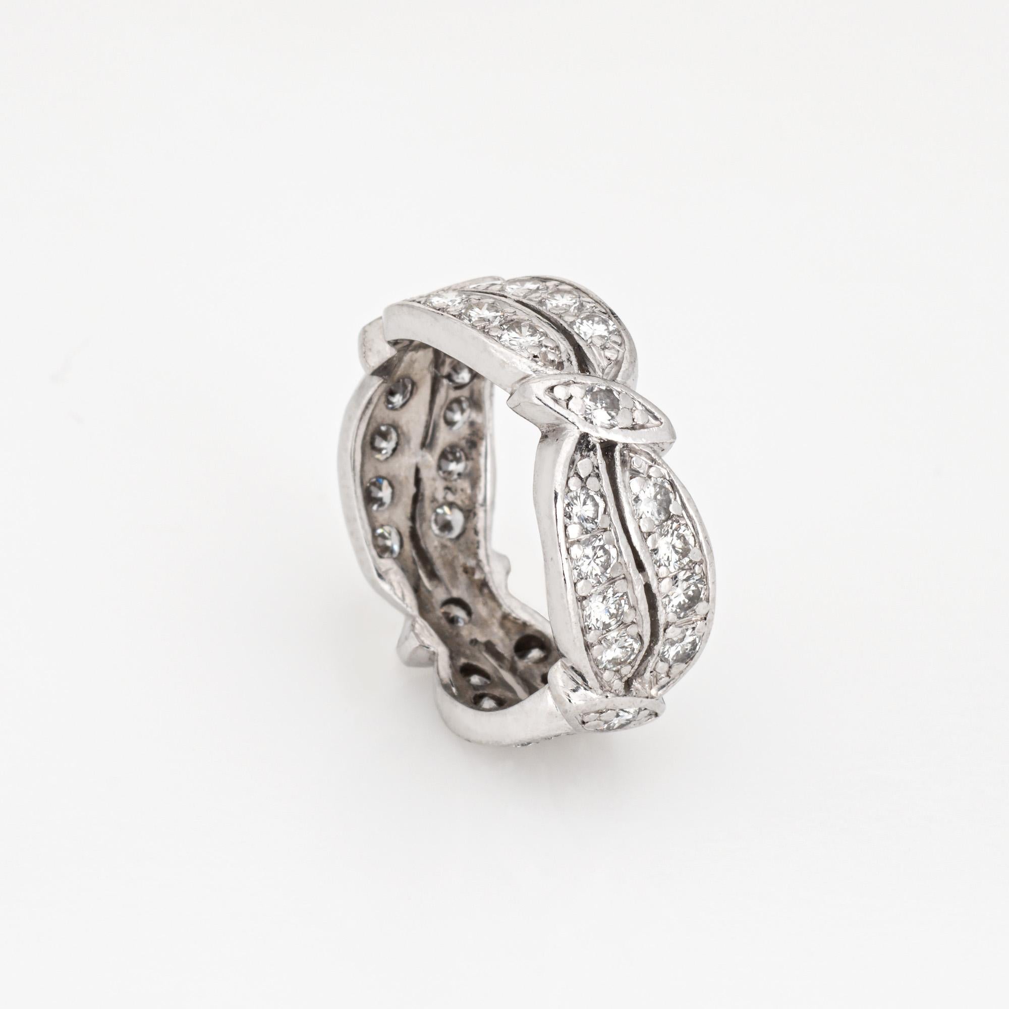 Elegant vintage diamond eternity ring (circa 1950s to 1960s), crafted in 900 platinum. 

Full round brilliant cut diamonds total an estimated 1 carat (estimated at H-I color and VS2-I1 clarity).

The ring epitomizes vintage charm and would make a