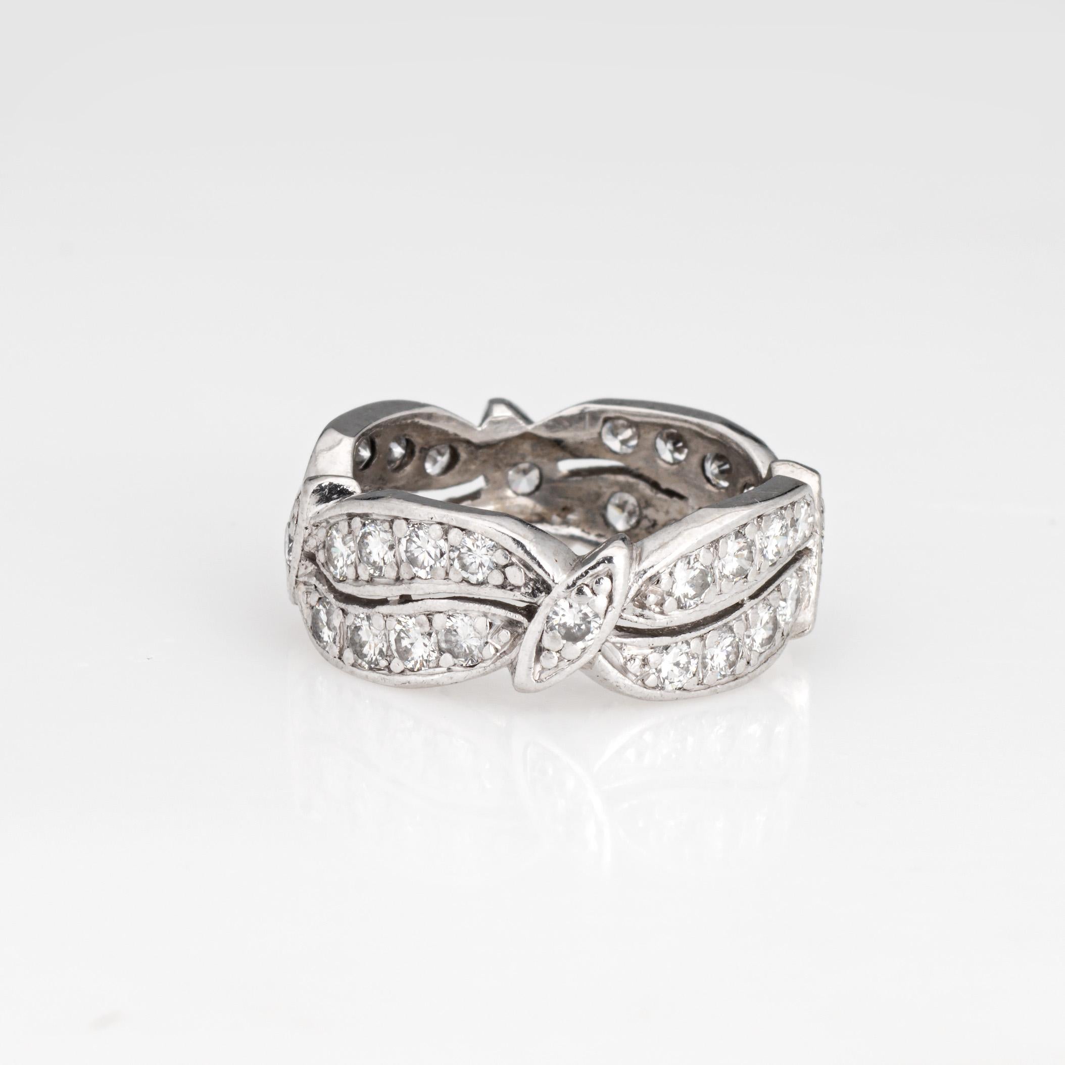 Vintage Anillo Eternidad Diamante Sz 4.75 Mid Century Platino Banda Boda Nupcial Retro en venta
