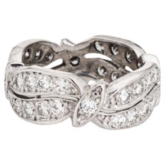 Vintage Diamant Eternity-Ring Gr. 4,75 Mid-Century Platin Band Braut-/Ehering, Vintage