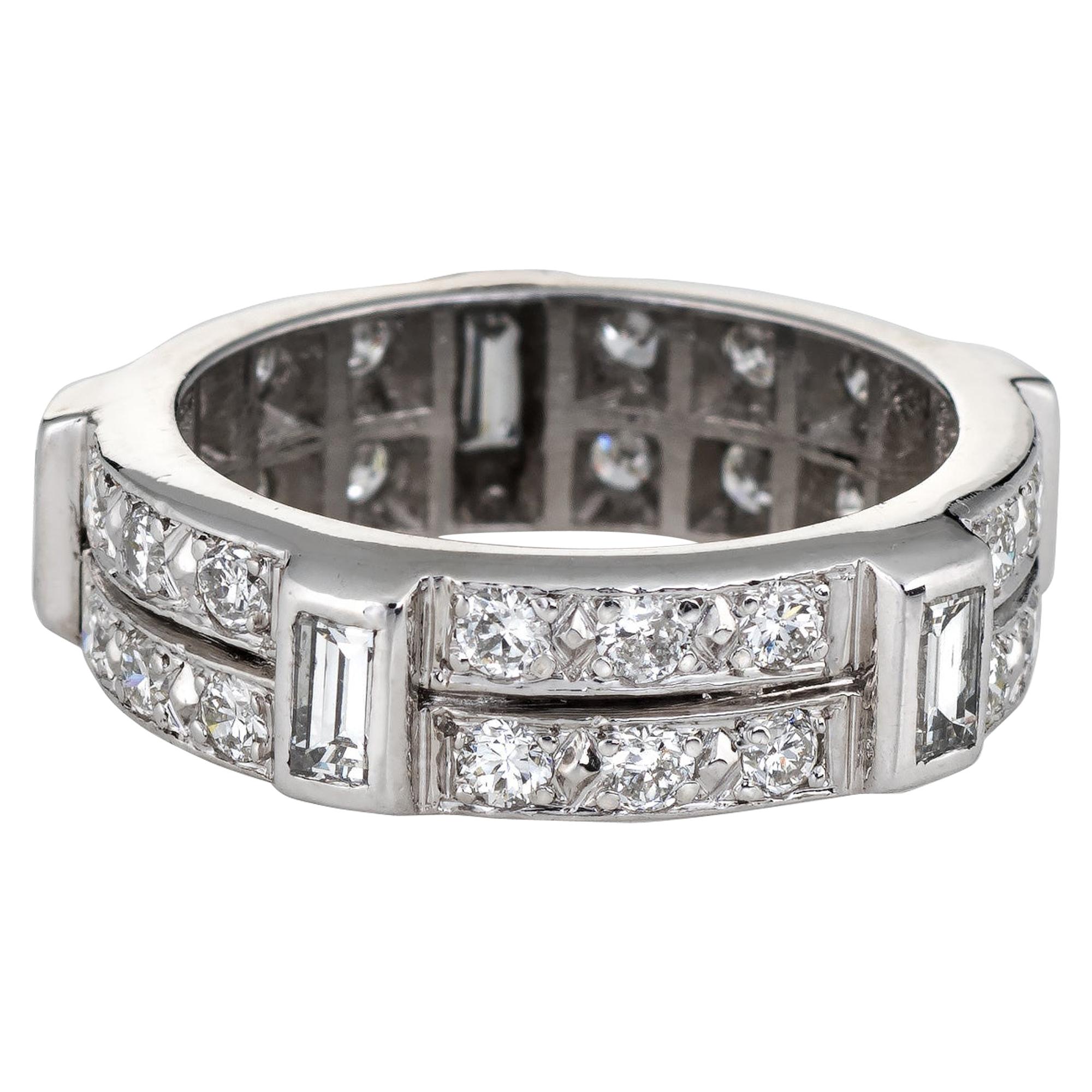 Vintage Diamond Eternity Ring Platinum Estate Fine Jewelry Wedding Band
