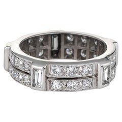 Vintage Diamond Eternity Ring Platinum Estate Fine Jewelry Wedding Band