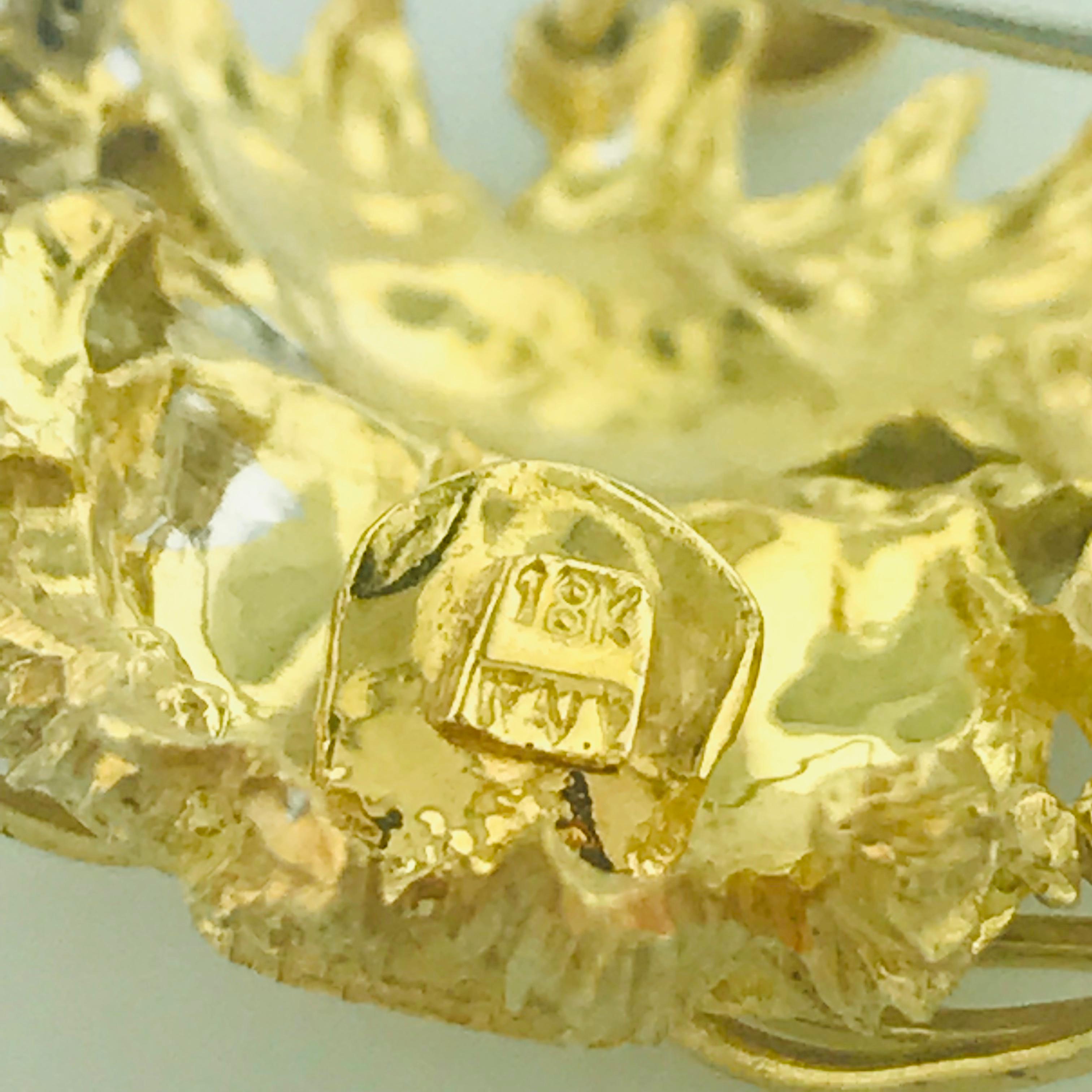 Women's or Men's Vintage Lion Diamond Eye'd Brooch Pin and Pendant in 18 Karat Yellow Gold