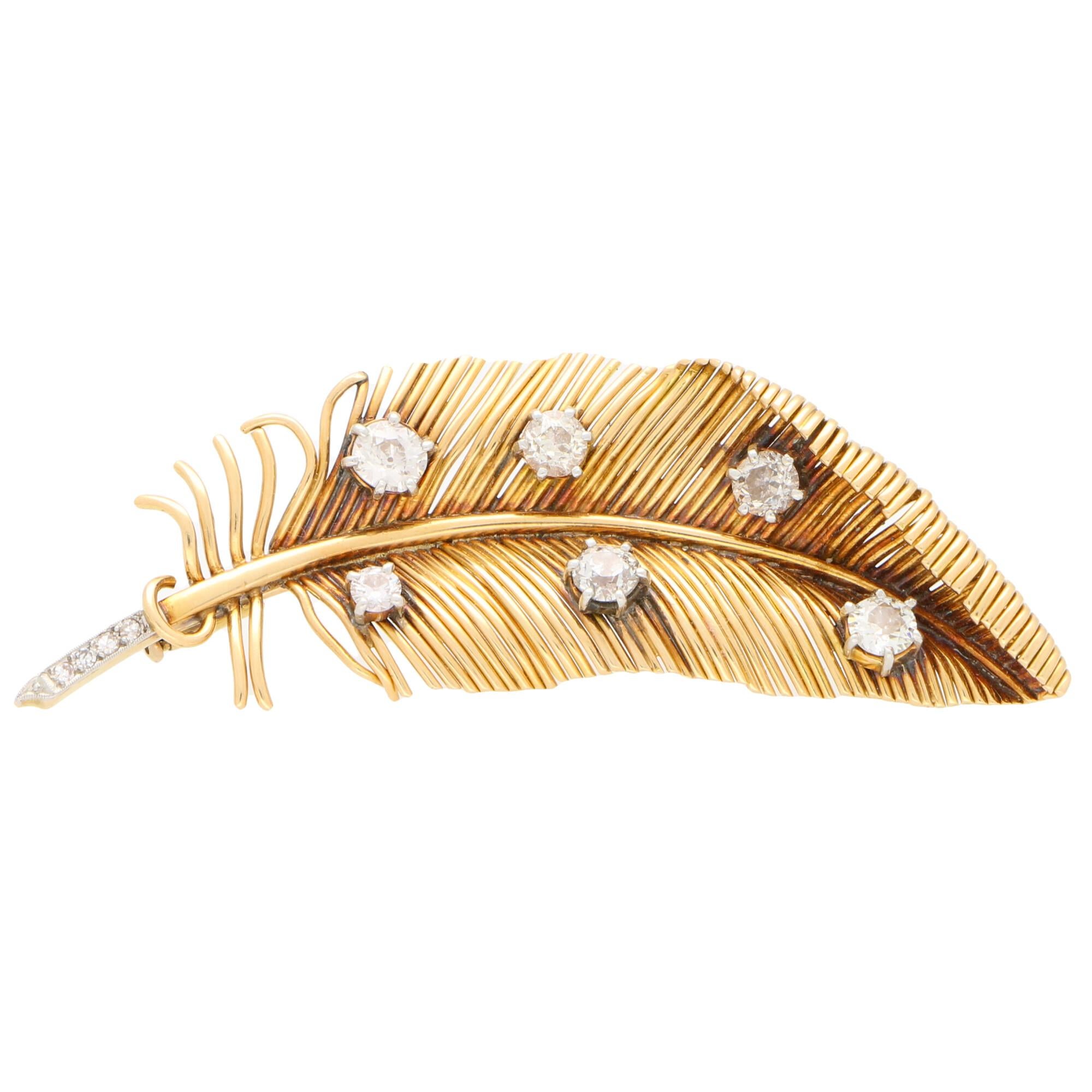 vintage feather brooch