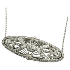 Vintage Diamond Filigree Brooch Conversion Necklace
