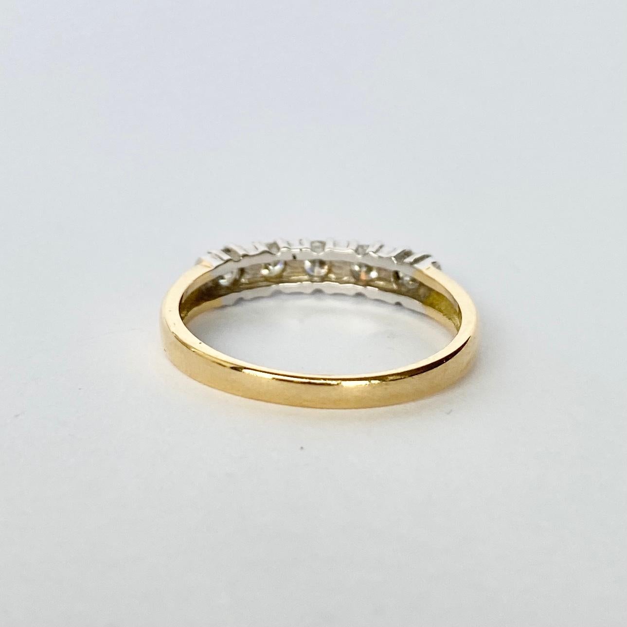 Modern Vintage Diamond Five-Stone 18 Carat Gold Ring For Sale
