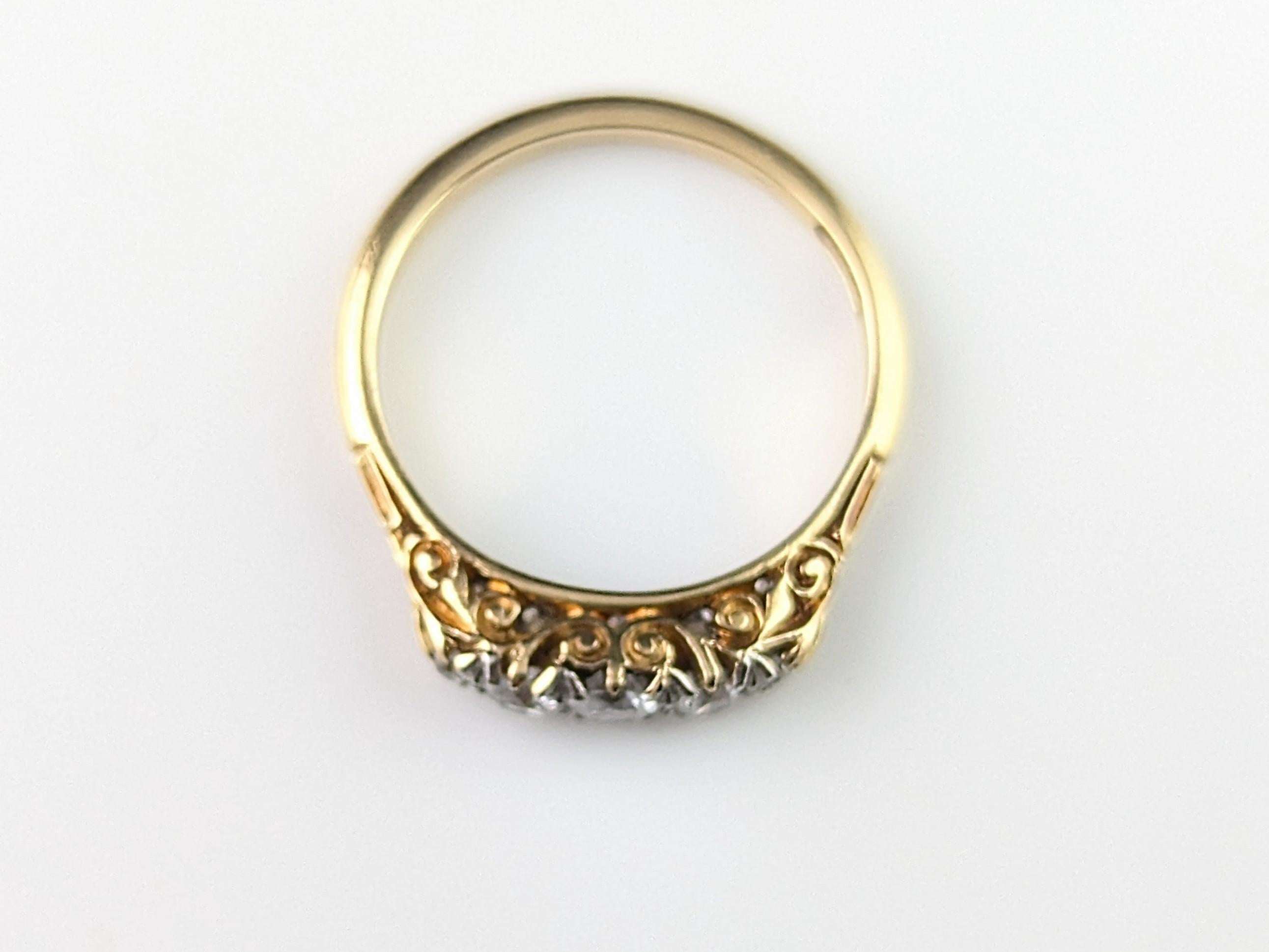 Vintage Diamond five stone ring, 18k yellow gold For Sale 9