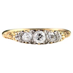 Diamantring mit fünf Steinen, 18 Karat Gelbgold, Vintage
