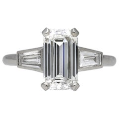 Vintage Diamond Flanked Solitaire Ring, circa 1950