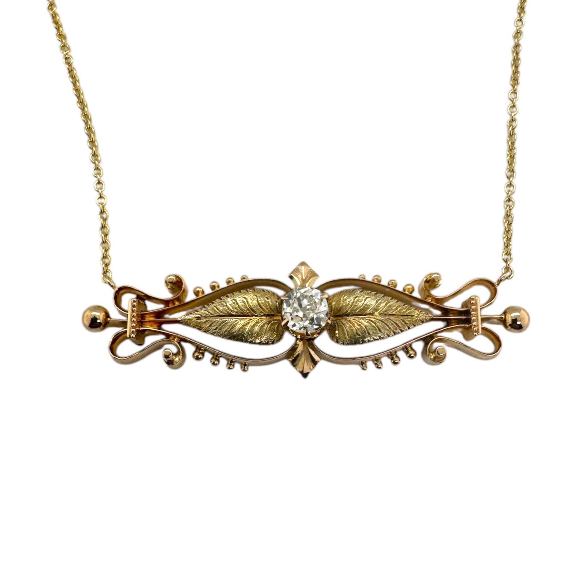 Collana di conversione con spilla floreale con diamante vintage In condizioni ottime in vendita a Montgomery, AL