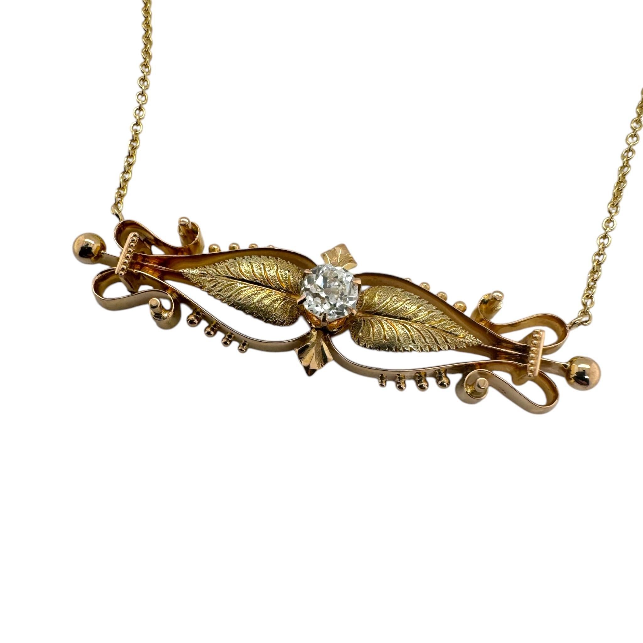 Donna Collana di conversione con spilla floreale con diamante vintage in vendita