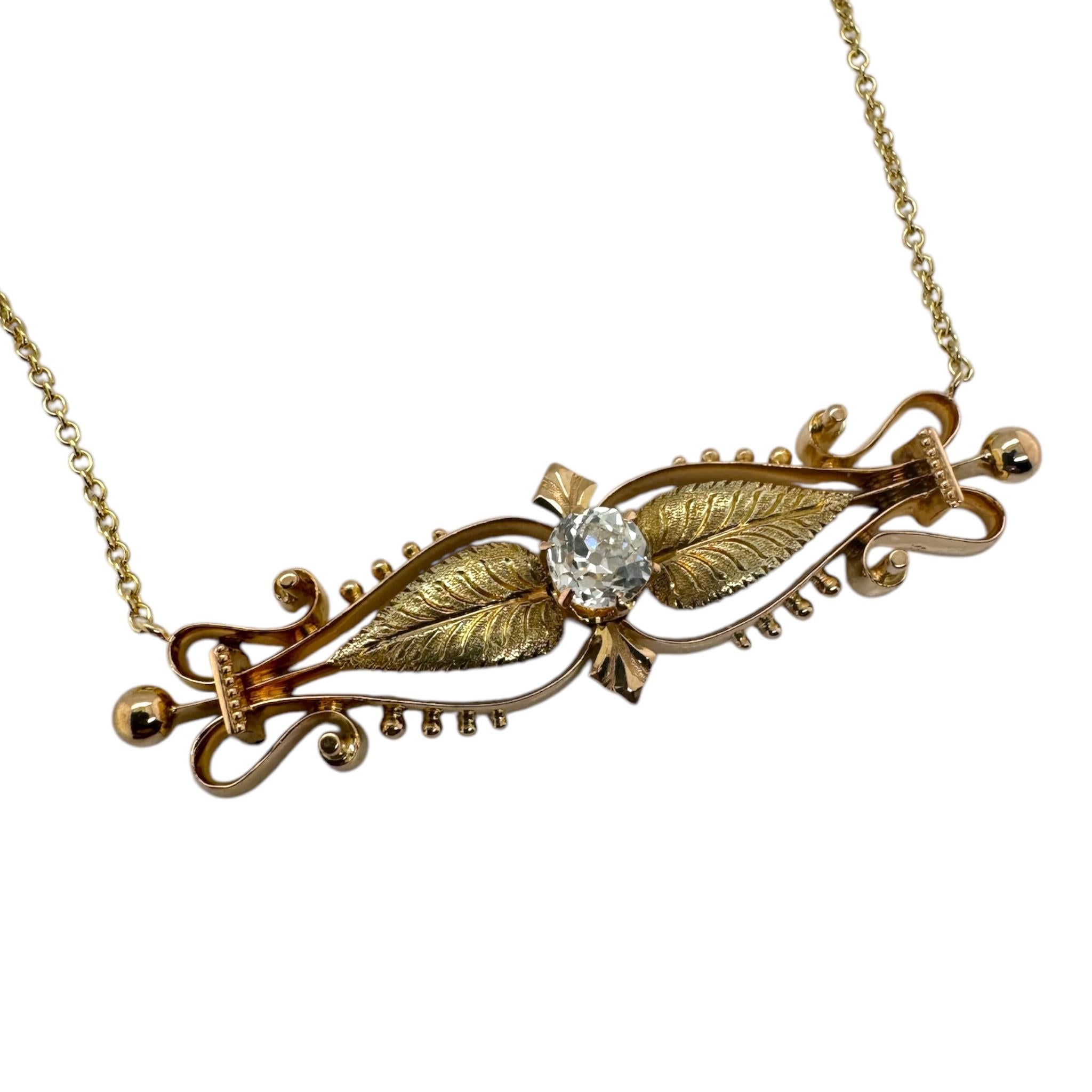 Collana di conversione con spilla floreale con diamante vintage in vendita 1