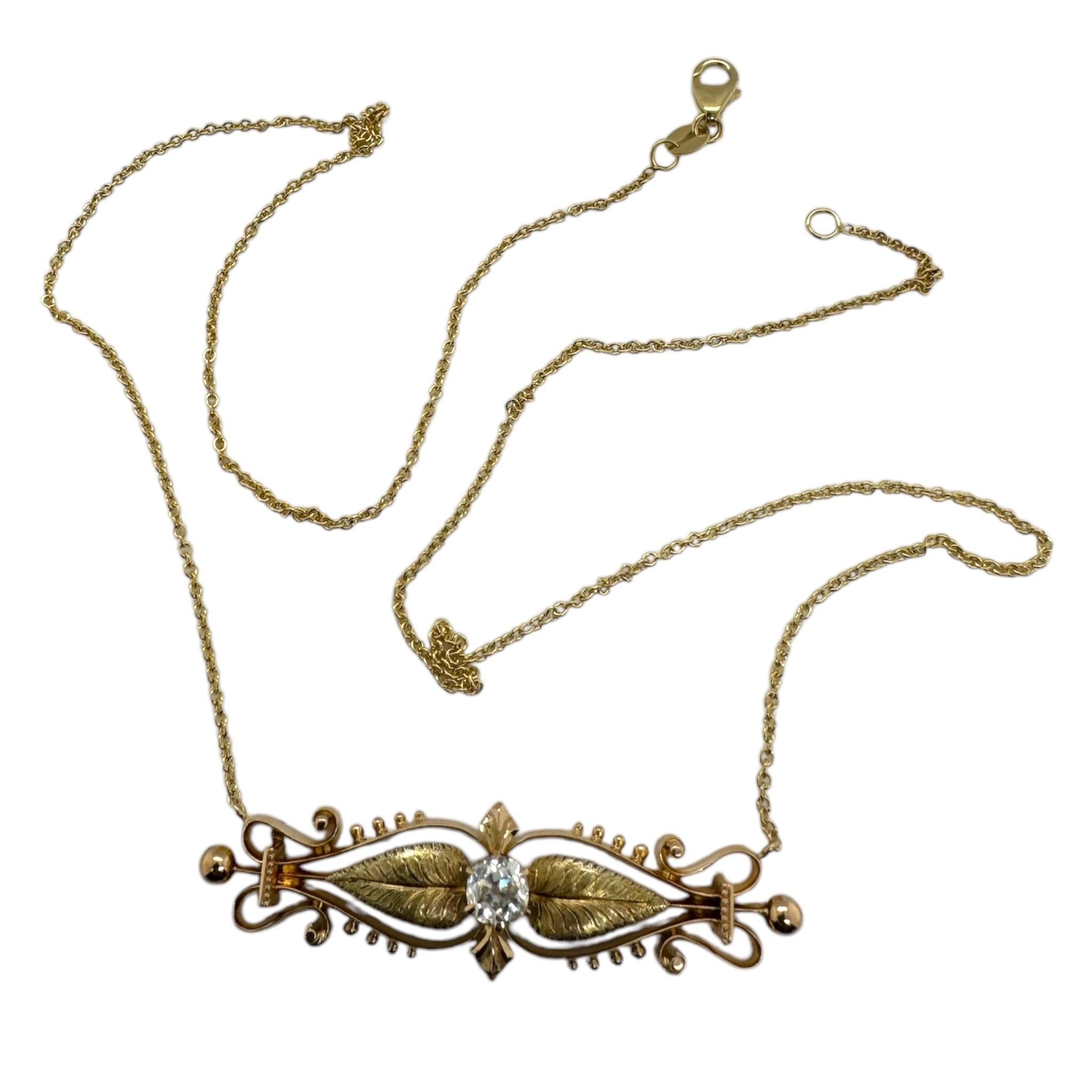 Collana di conversione con spilla floreale con diamante vintage in vendita 2