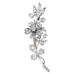 Vintage Diamond Floral Brooch in Platinum and Yellow Gold 
