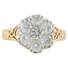 Bague grappe de fleurs vintage en diamants