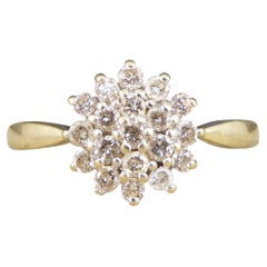 Vintage Diamond Flower Cluster Ring in 18ct Yellow and White Gold