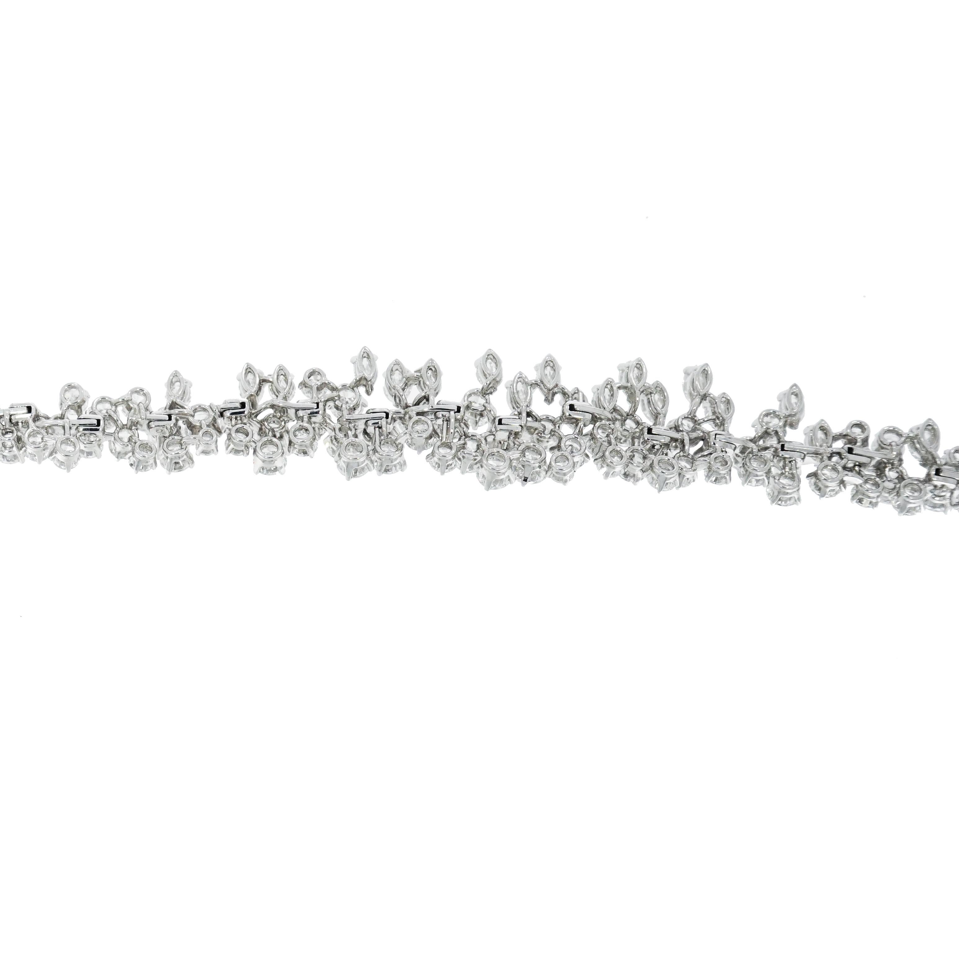 Round Cut Vintage Diamond Flowers Platinum Bracelet