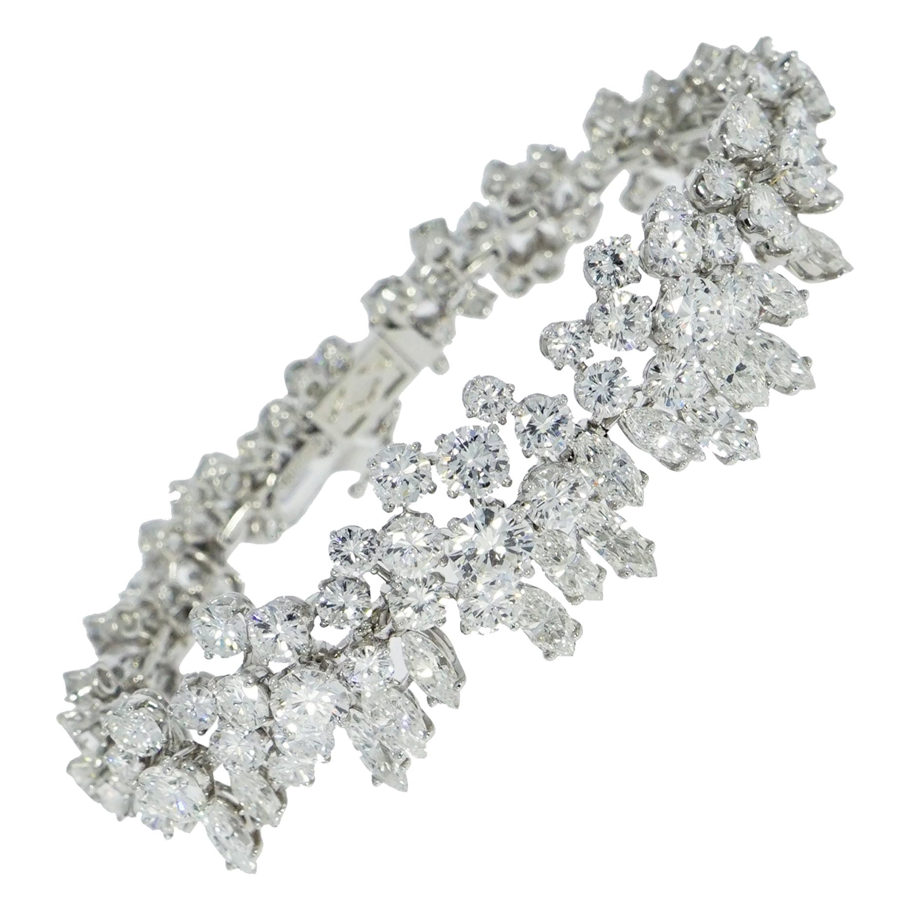 Vintage Diamond Flowers Platinum Bracelet