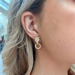 Vintage Diamond Fox Head Door Knocker Earrings in Yellow Gold