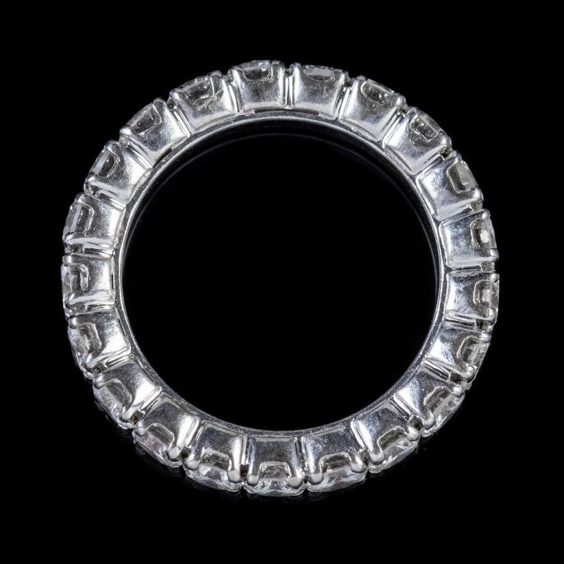 Taille brillant Bague d'éternité vintage en diamants de 3,15 carats en vente