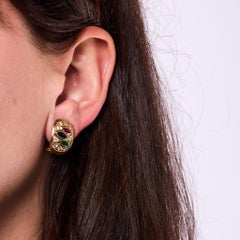 Ohrringe aus 14 Karat Gelbgold mit Diamanten und Edelsteinen