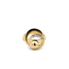 Vintage Diamond Gold 2 Level Spinner Ring Fine Estate Jewelry