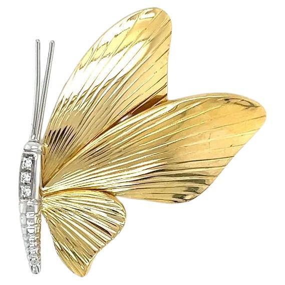 Vintage Diamond Gold Butterfly Designer Brooch Pin