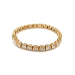 Vintage Diamond Gold Continuous Line Tennis Bracelet Fine Estate Jewelry
