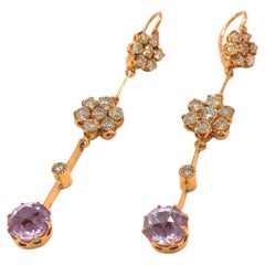 Gold baumelnde Vintage-Ohrringe mit Diamanten