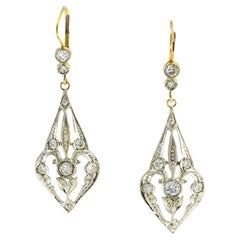 Vintage Diamond Gold Drop Earrings