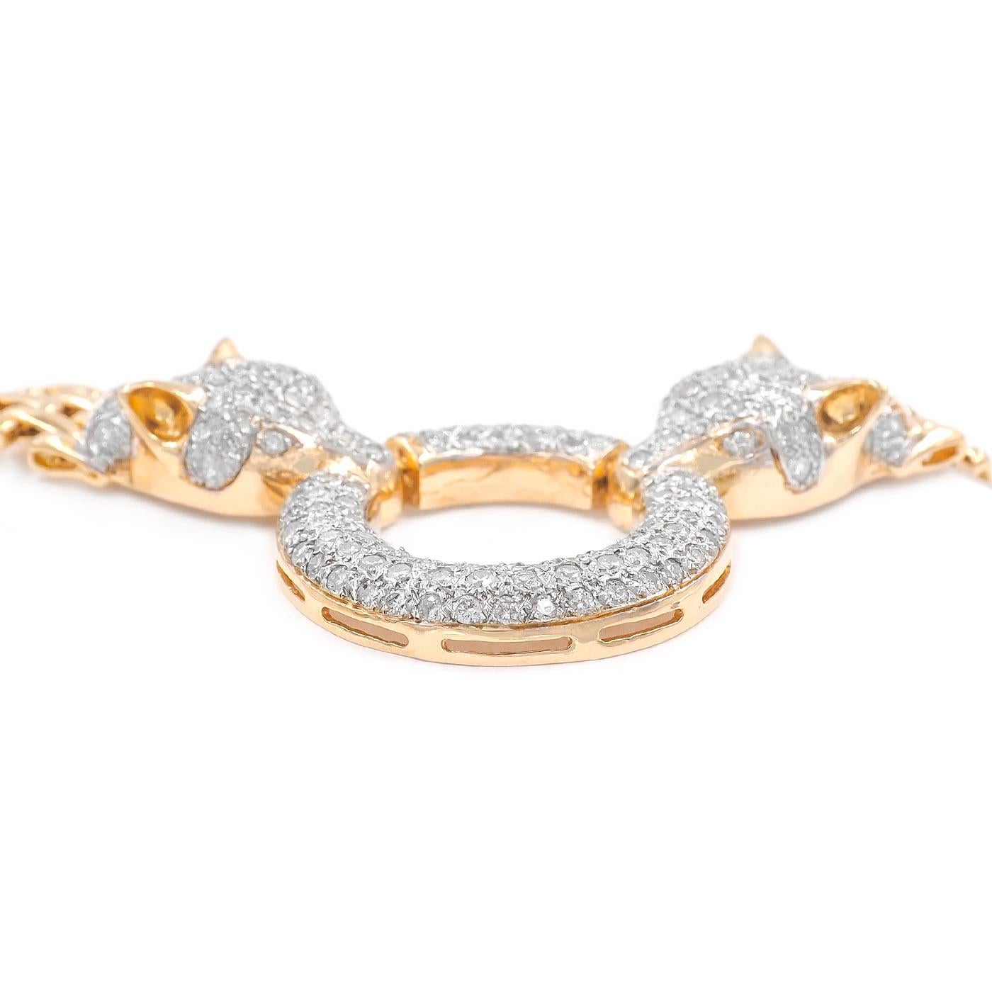 Modern Vintage Diamond & Gold Panthère-Style Necklace