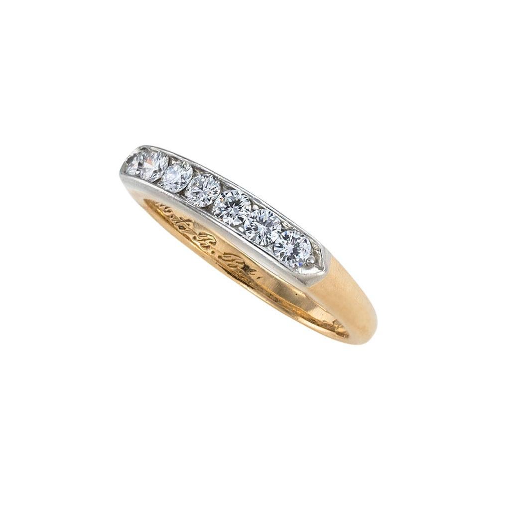 Diamond gold and platinum wedding band circa 1957. * Clear and concise information you want to know is listed below.  Contact us right away if you have additional questions.  We are here to connect you with beautiful and affordable