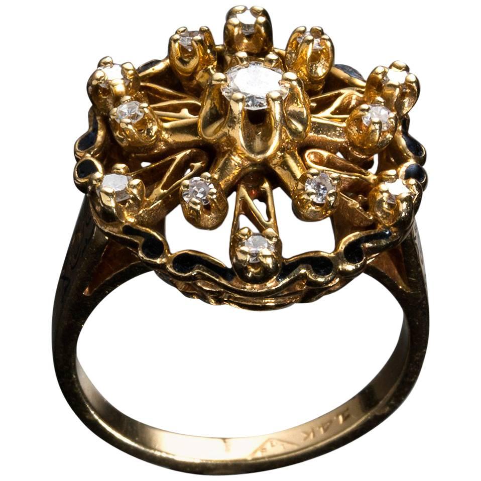 Vintage Diamond Gold Ring, USA, 1940s For Sale