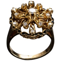 Vintage Diamond Gold Ring, USA, 1940s