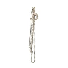 Vintage Diamond Gold Sword Brooch Pin with Chain Estate Fine Jewelry