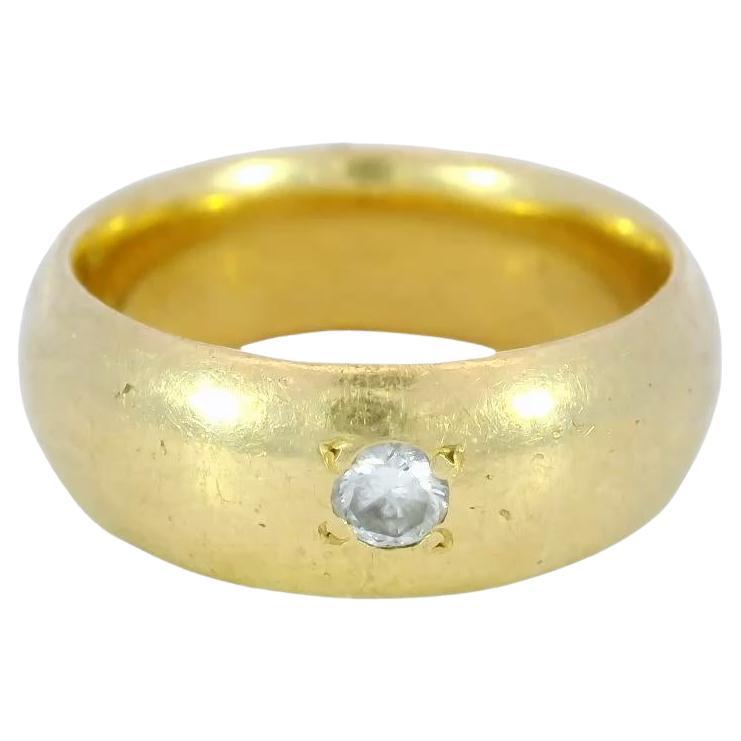Anello Vintage Diamond Gypsy in oro giallo 18K pesante ~0,07ct Diamante Sz 4,75