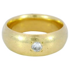 Vintage Diamond Gypsy Ring 18K Yellow Gold Heavy ~0.07ct Diamond Sz 4.75