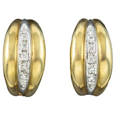 Vintage Diamant-Ohrringe mit halber Creolen aus 18 Karat Gold