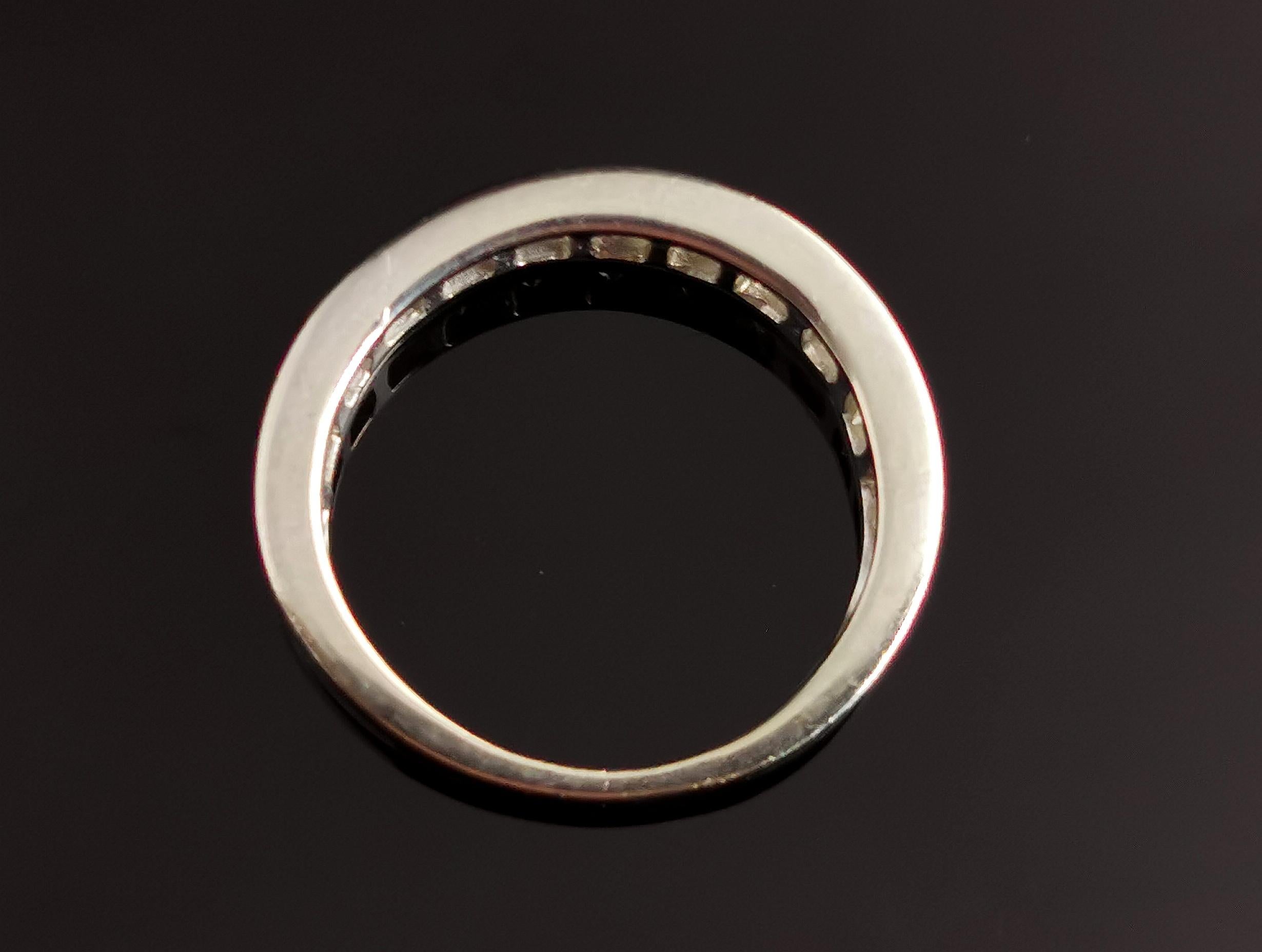 Vintage Diamond Half Hoop Eternity Ring, 9k White Gold For Sale 4