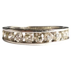 Antique Diamond Half Hoop Eternity Ring, 9k White Gold