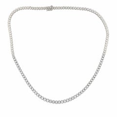 Vintage Diamond Halfway Line Gold Tennis Necklace Fine Estate Jewelry