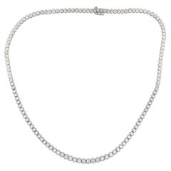 Vintage Diamond Halfway Line Gold Tennis Necklace Fine Estate Jewelry