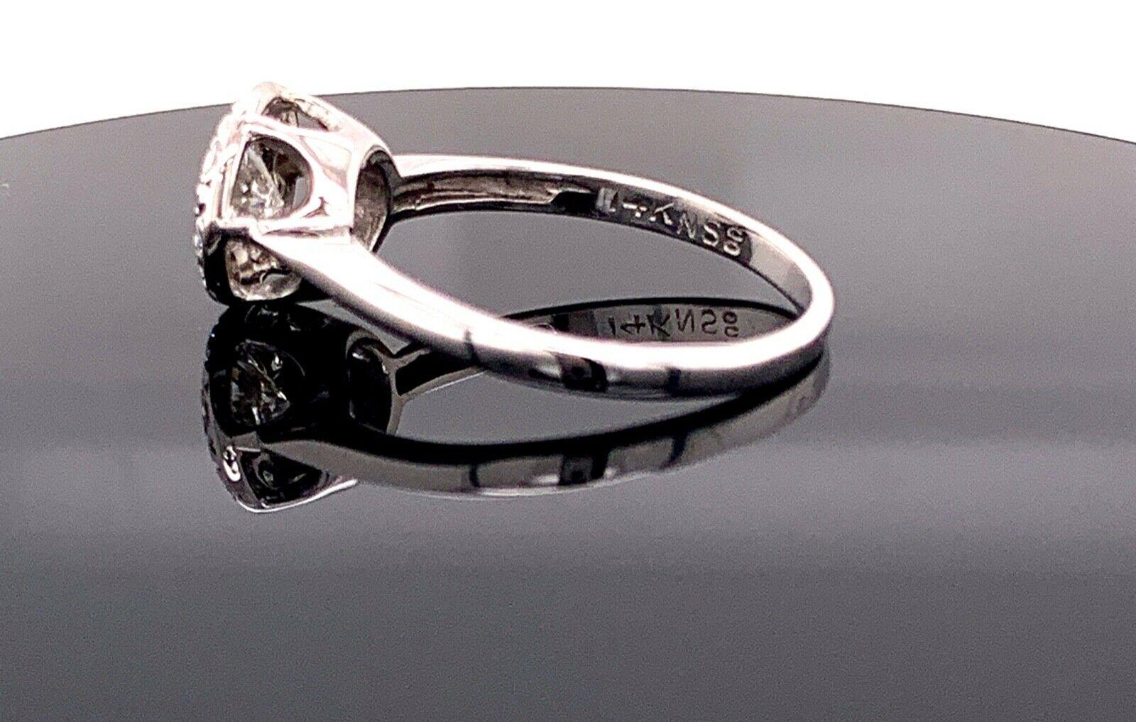 Round Cut Vintage Diamond Halo Engagement Ring 14 Karat White Gold