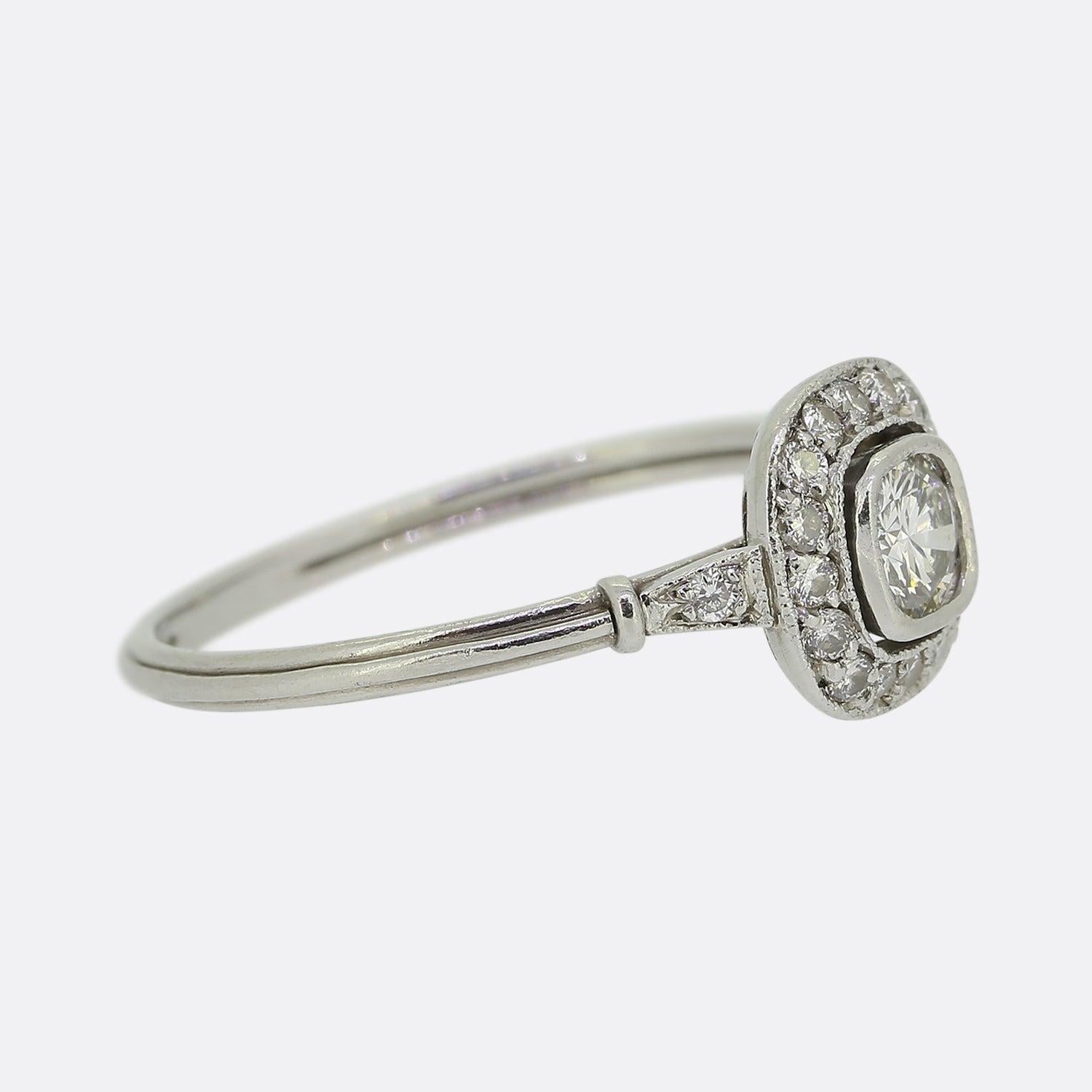 Art Deco Vintage Diamond Halo Ring For Sale