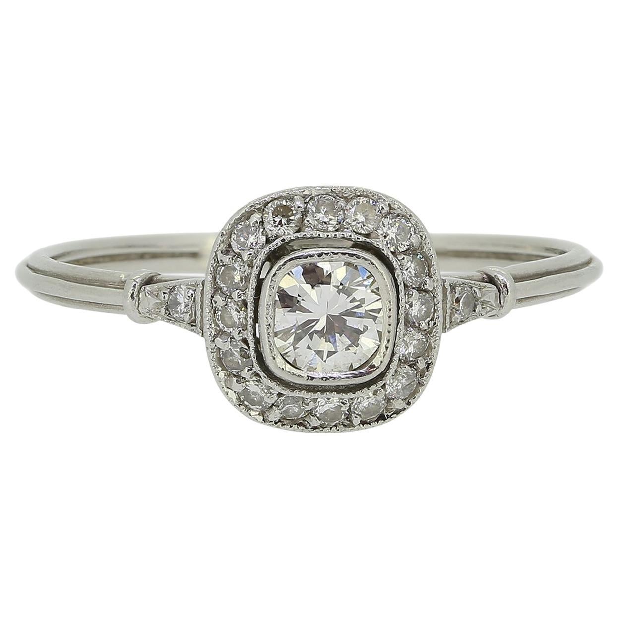 Vintage Diamond Halo Ring For Sale