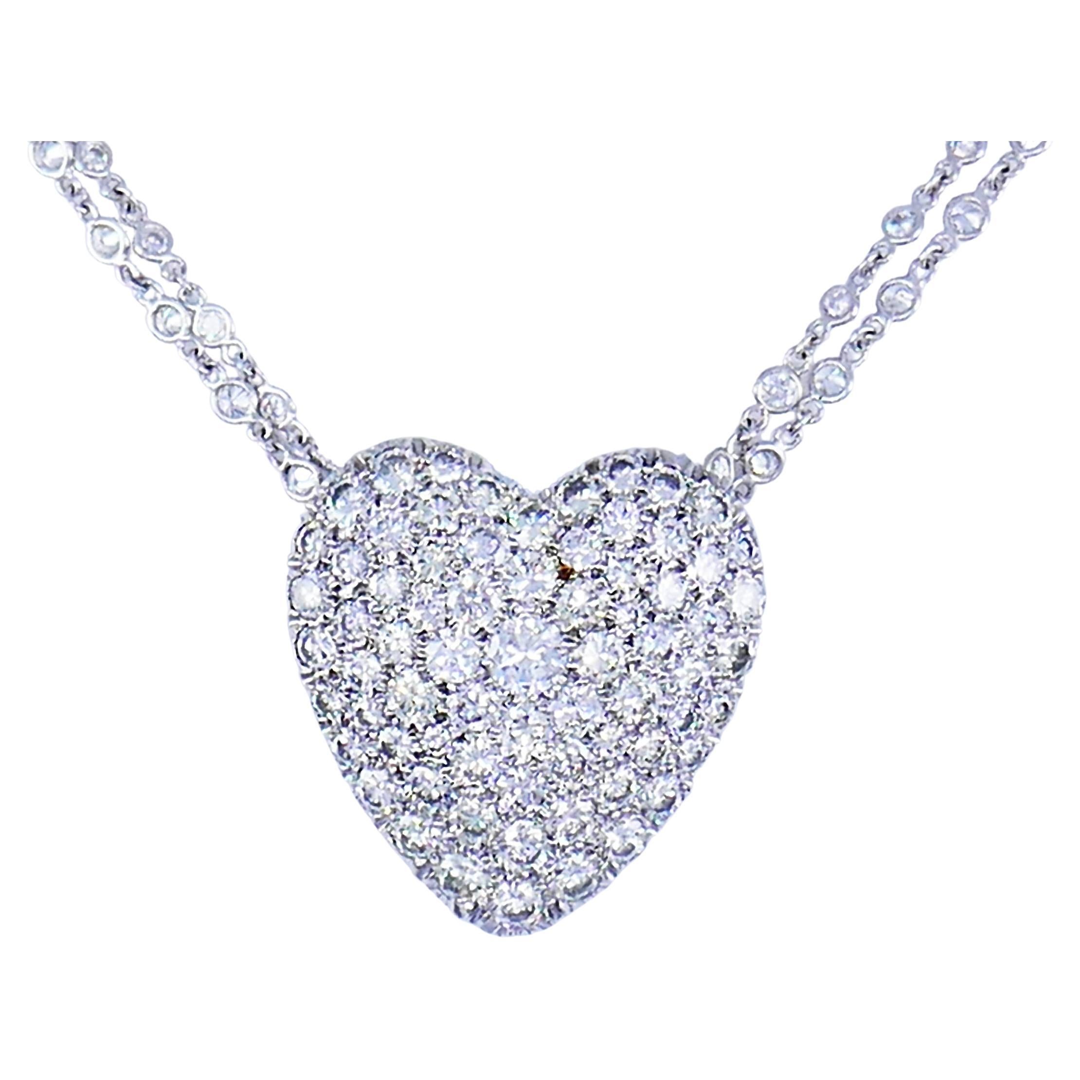 Vintage Diamond Heart 14k Gold Necklace Pendant Pin Brooch Estate Jewelry