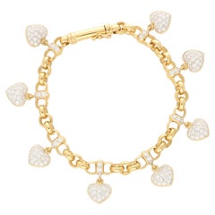 Vintage Diamond Heart Link Bracelet in 18k Rose and White Gold