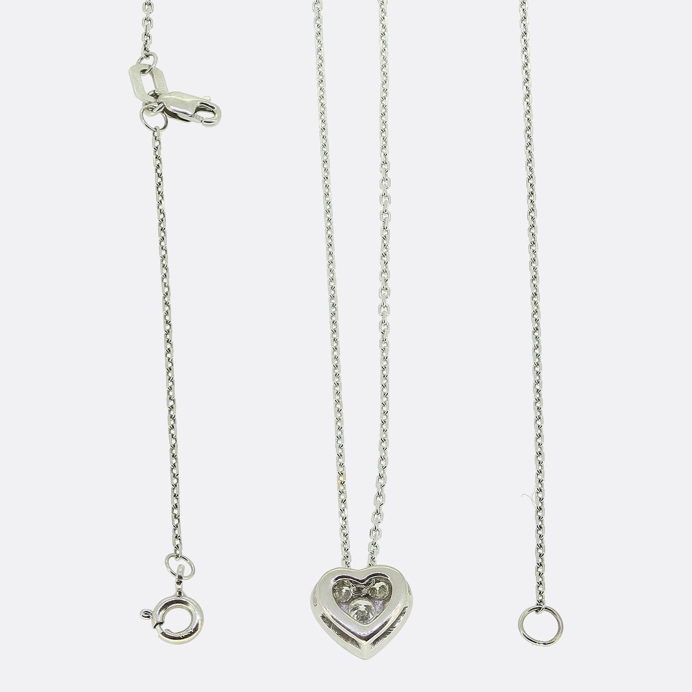 Taille brillant Collier vintage avec cœur en diamant en vente